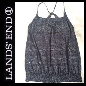 Lands’ End Paisley Blouson Tankini Top